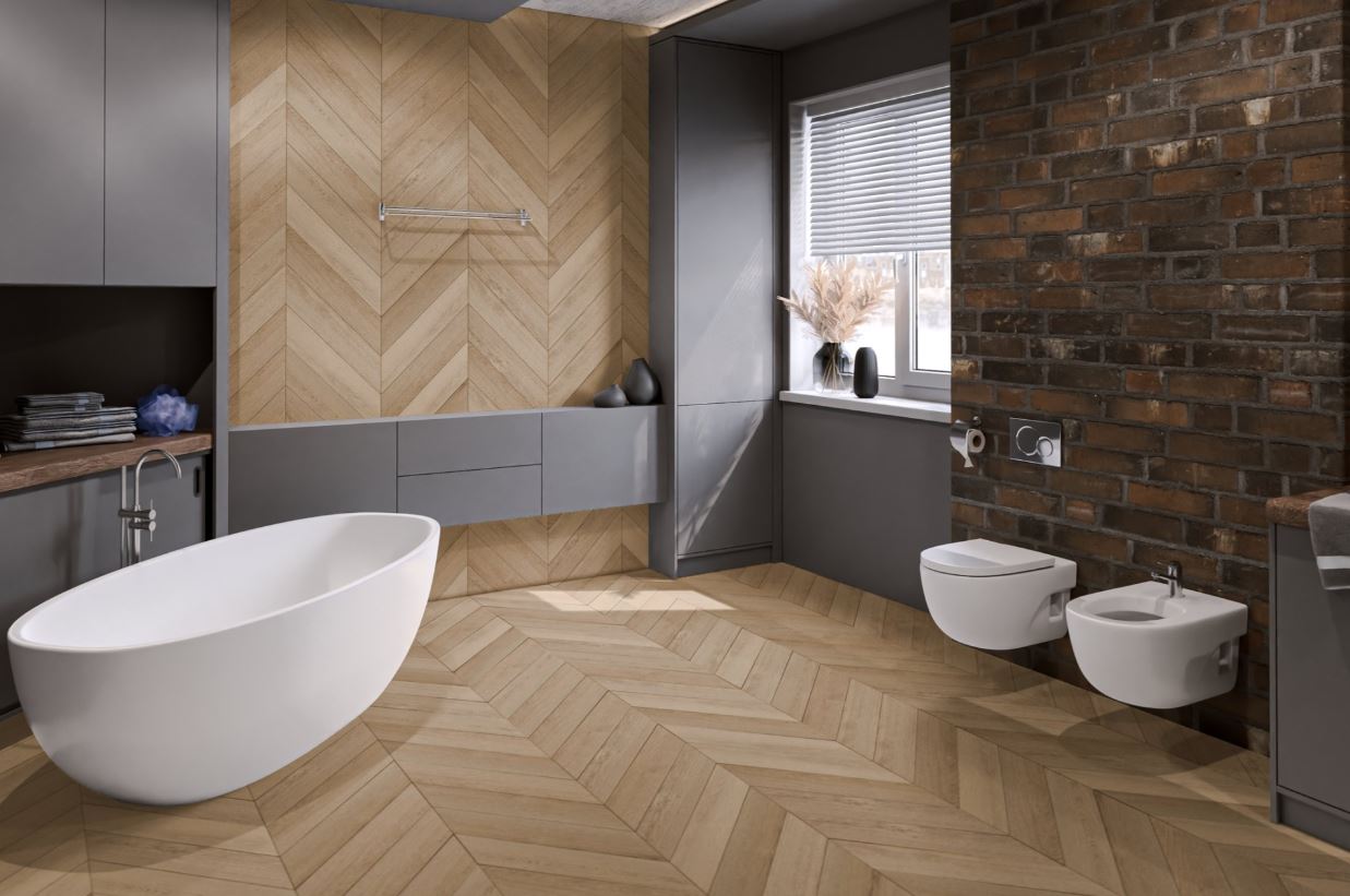 Плитка ПВХ клеевая Damy Floor Сен-Клу Chevron  600х127х2,5 (3,048м2), 4V фаска
