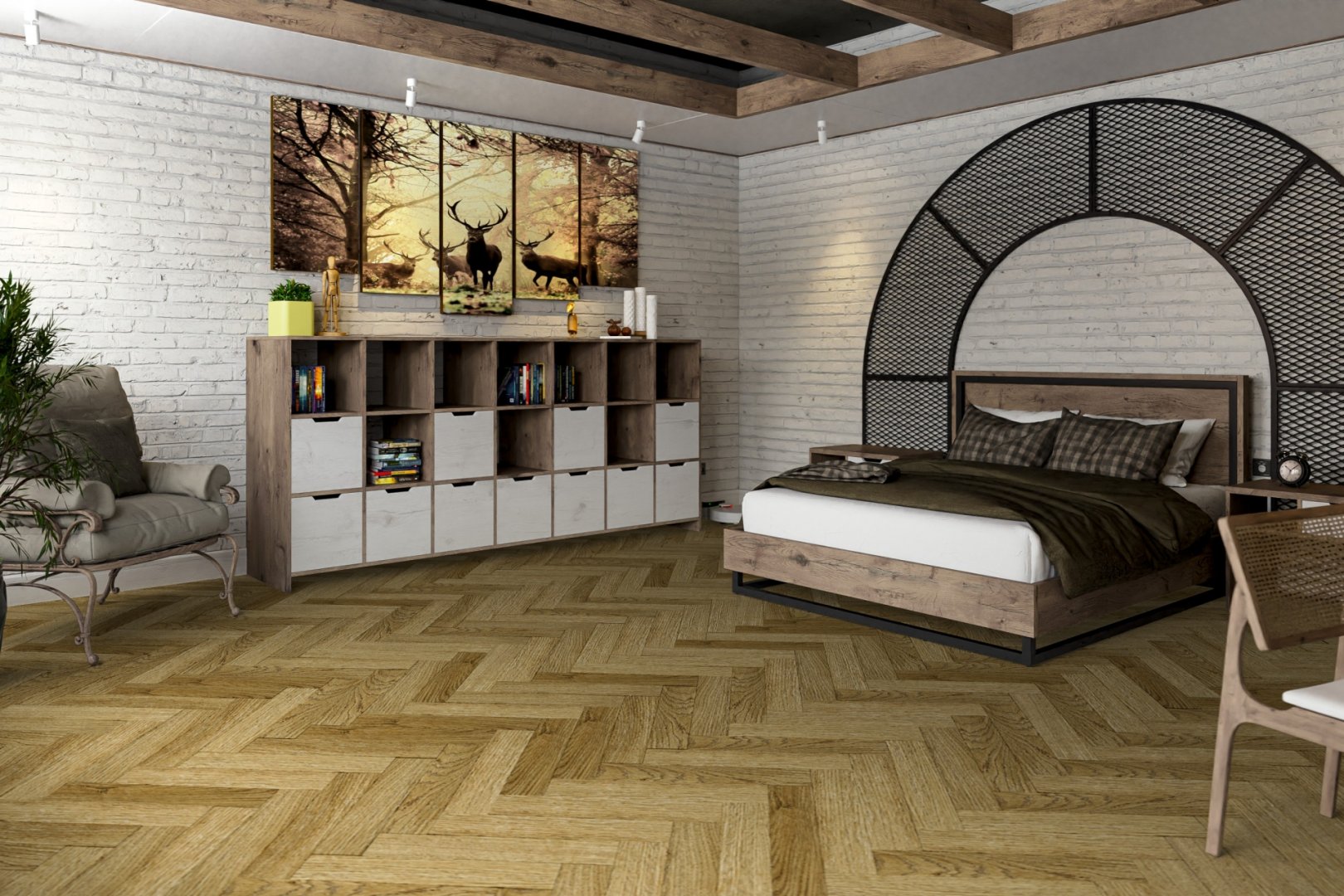 Плитка ПВХ клеевая Damy Floor Шеффилд  London 590х118х2,5 (3,2м2), 4V фаска