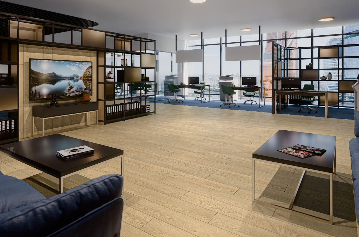 Плитка ПВХ-кварцвинил Damy Floor Дуб Латте Family 1220х180х4 (2,635м2), 4V фаска