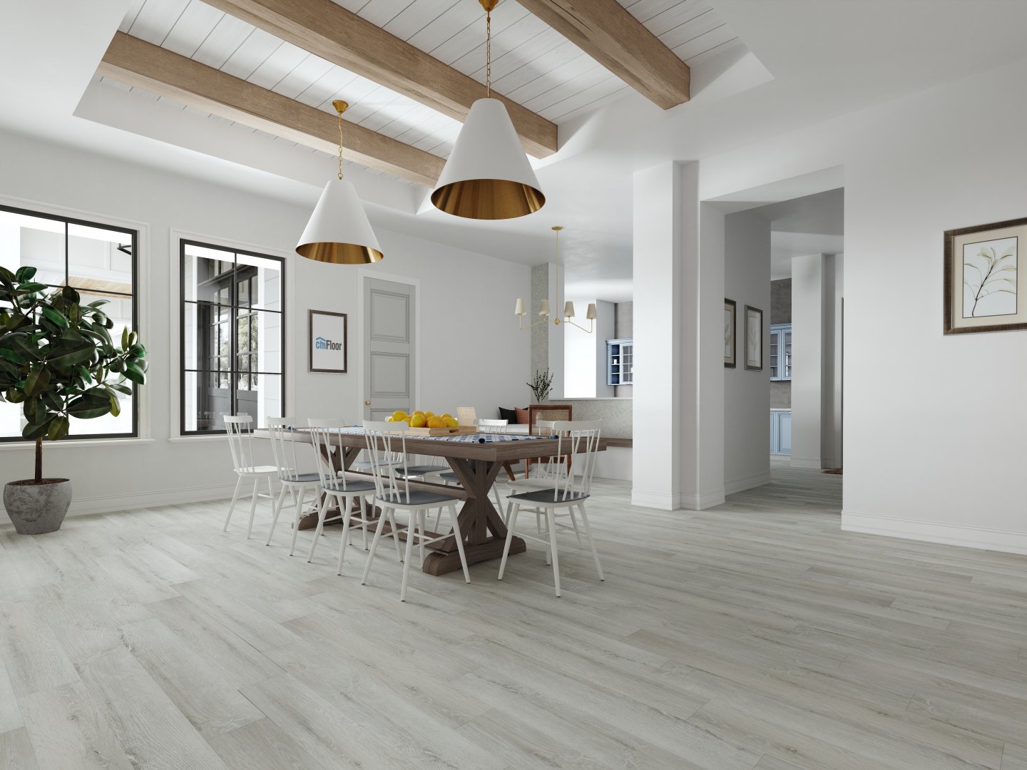 Ламинат SPC замковой CM Floor Дуб Ледяной 05 ScandiWood 1220х180х5 (1,75м2), с подложкой, 4V фаска