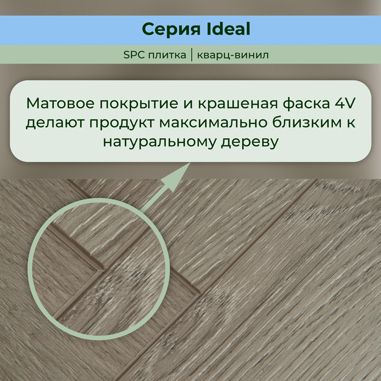 Плитка ПВХ-кварцвинил STRONG STEP Графит IDEAL Анг. елочка 630х126х5 (1,588м2), 4V фаска