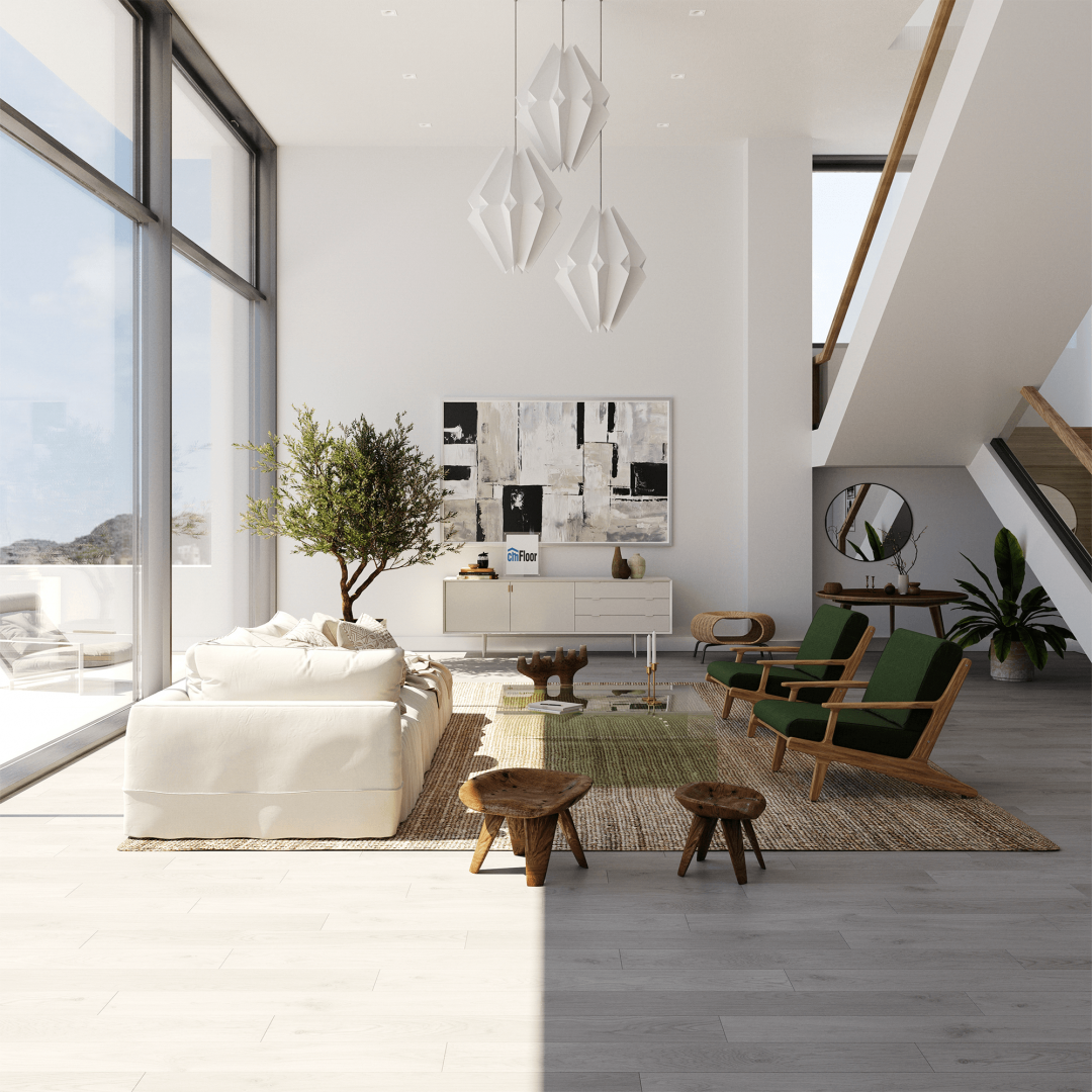 Ламинат SPC замковой CM Floor Дуб Серый 01 ScandiWood 1220х180х5 (1,75м2), с подложкой, 4V фаска