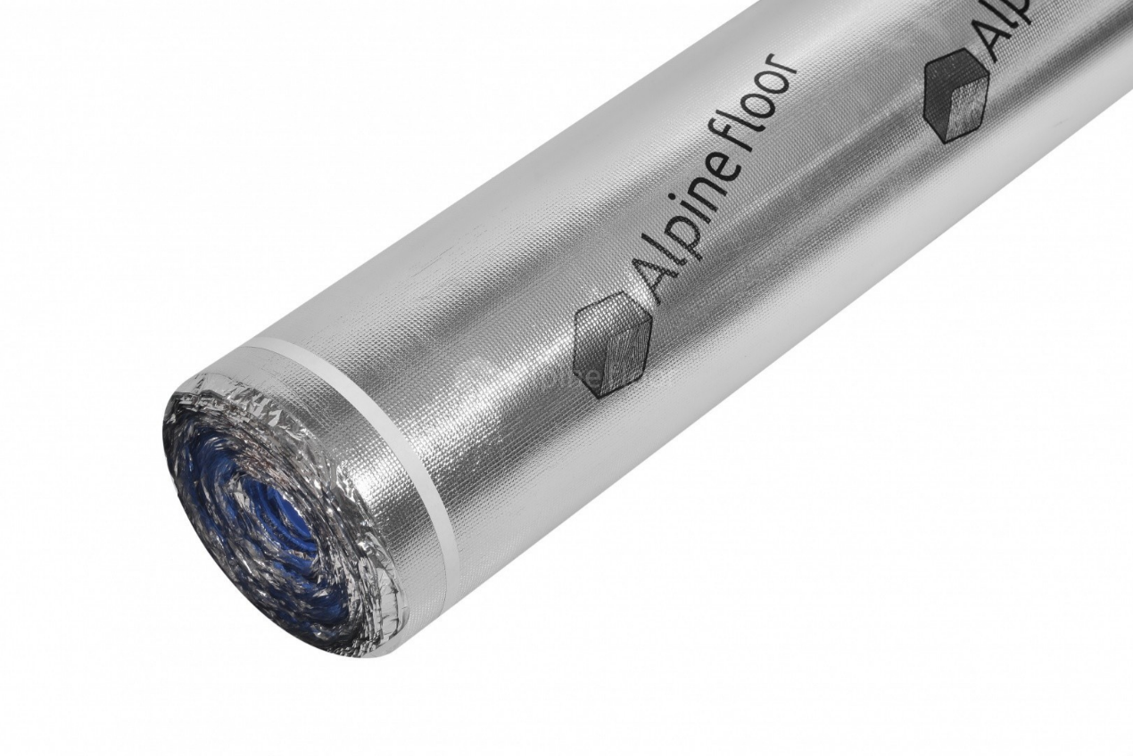 Подложка полимерная рулонная Alpine Floor Silver Foil Blue EVA 1,5мм (10м2) на теплый пол гидроизоли
