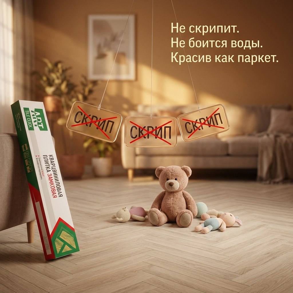 Плитка ПВХ-кварцвинил ART East Дуб Бристоль Tile Click 4мм 1220х180х4 (2,635м2), 4V фаска