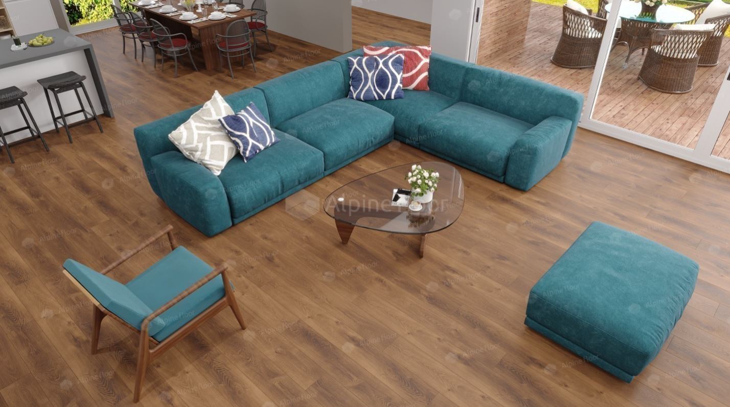 Плитка ПВХ замковая Alpine Floor Дуб Насыщенный ABA ECO 7-7 Premium XL 1524х180х8 (2,195м2), с подло