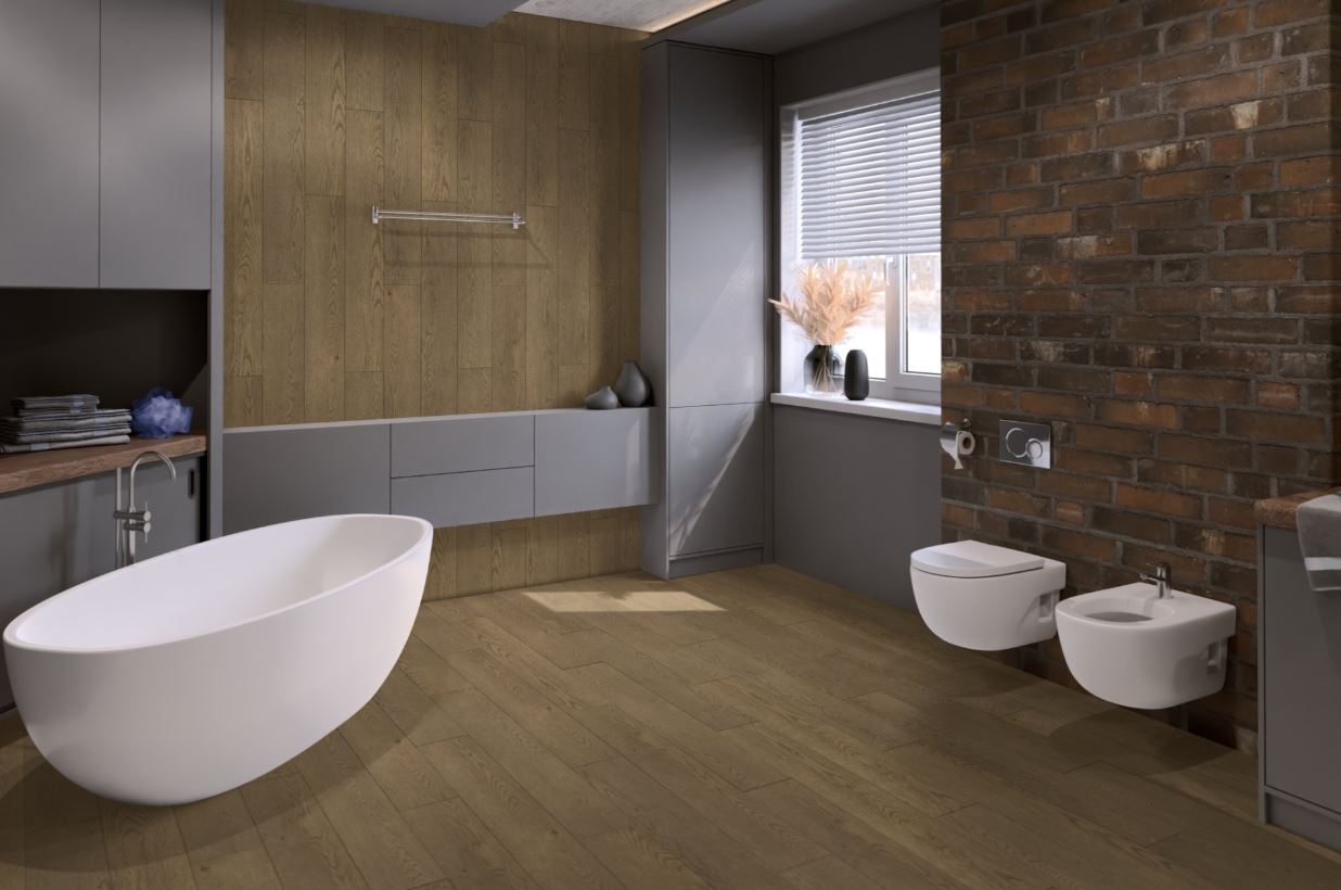 Плитка ПВХ клеевая Damy Floor Дуб Мокко Family  1227х187х2,5 (4,13м2), 4V фаска