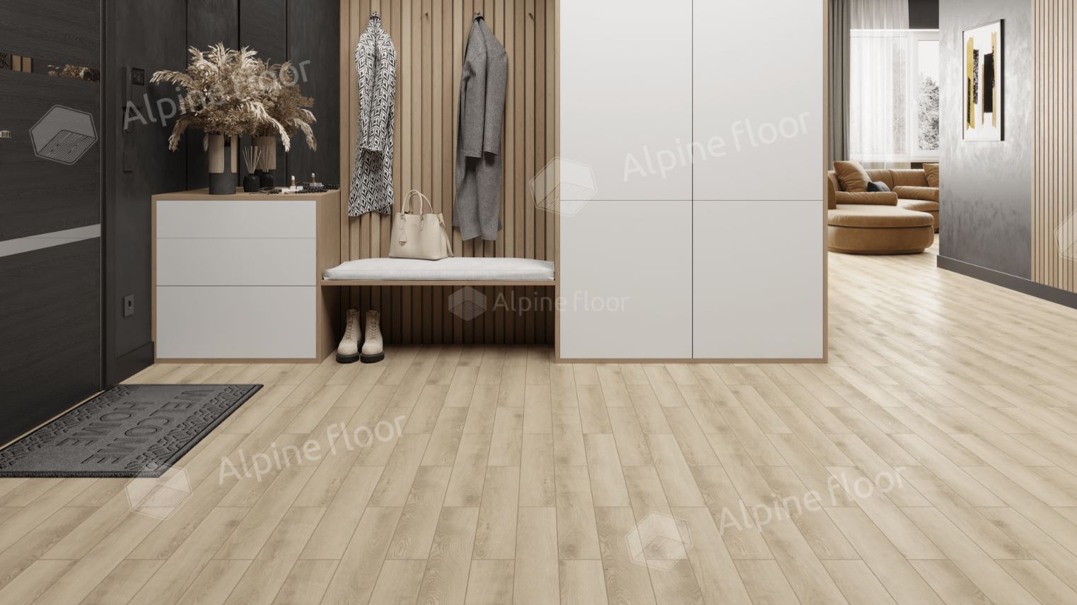 Ламинат Alpine Floor Дуб Орлеан LF102-8 Herringbone 8 606х101х8 (2,203м2), защелка (Click), 4V фаска