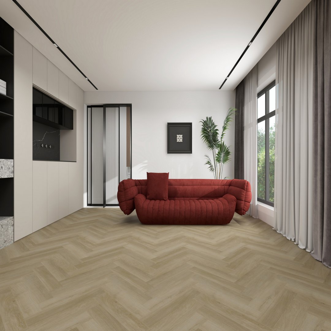 Плитка ПВХ-кварцвинил STRONG STEP Лугано IDEAL Анг. елочка 630х126х5 (1,588м2), 4V фаска