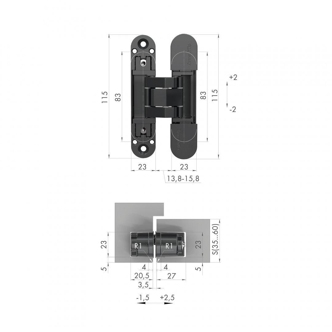 Петля дверная скрытая Armadillo U3D3000.VPG