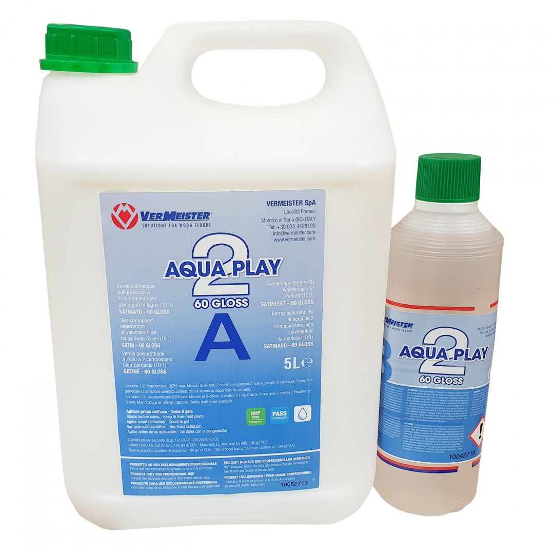 Лак паркетный Vermeister Aqua Play 2K (2К, 5,5л) водный полиуретан-акрил