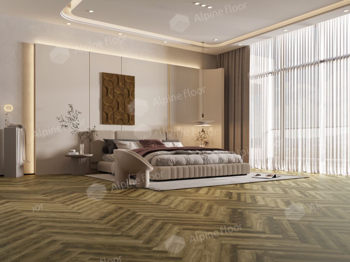 Ламинат Alpine Floor Дуб Марсель LF102-9 Herringbone 8 606х101х8 (2,203м2), защелка (Click), 4V фаск