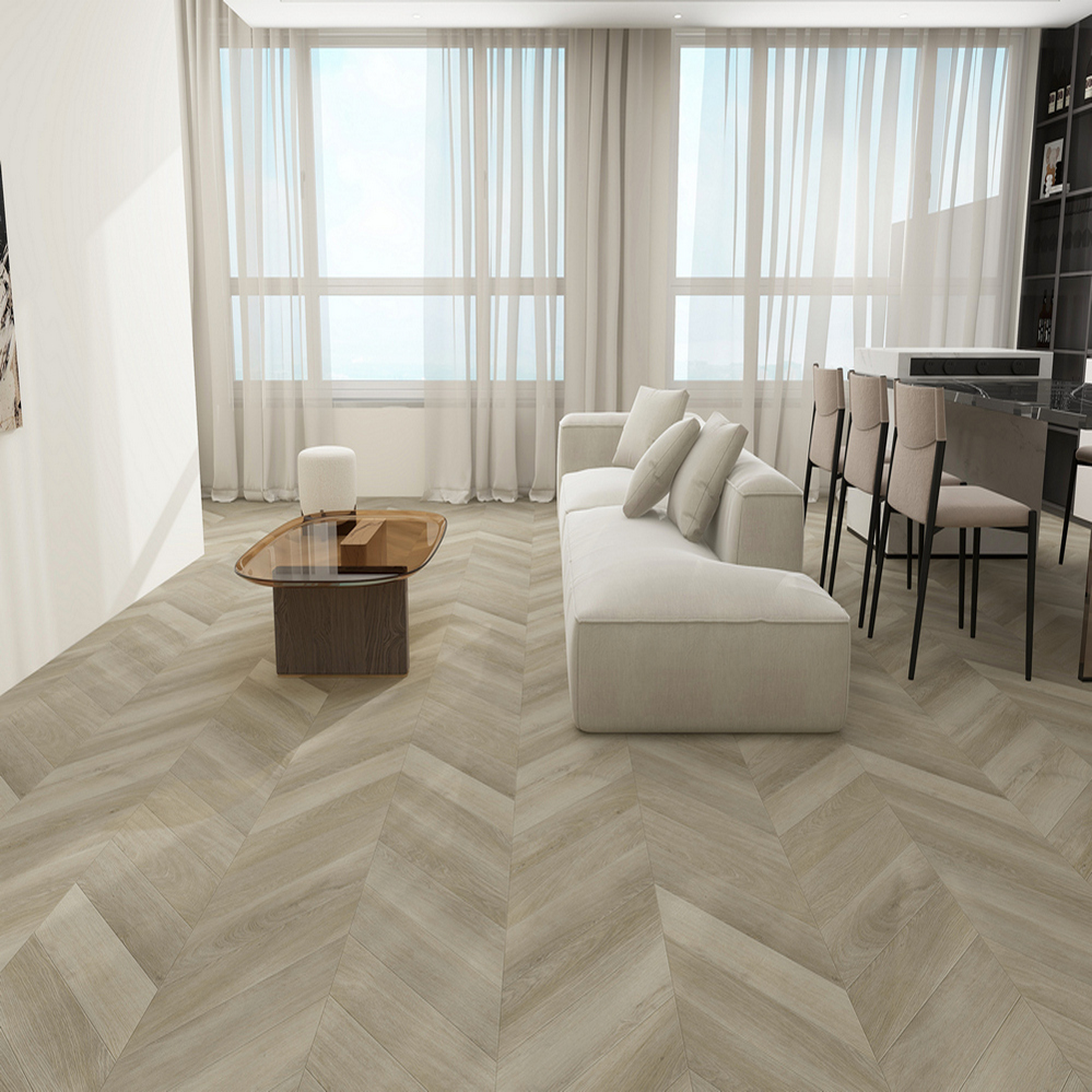 Плитка ПВХ-кварцвинил STRONG STEP Шабли CHEVRON Франц. елочка 610х125х5 (1,22м2), 4V фаска