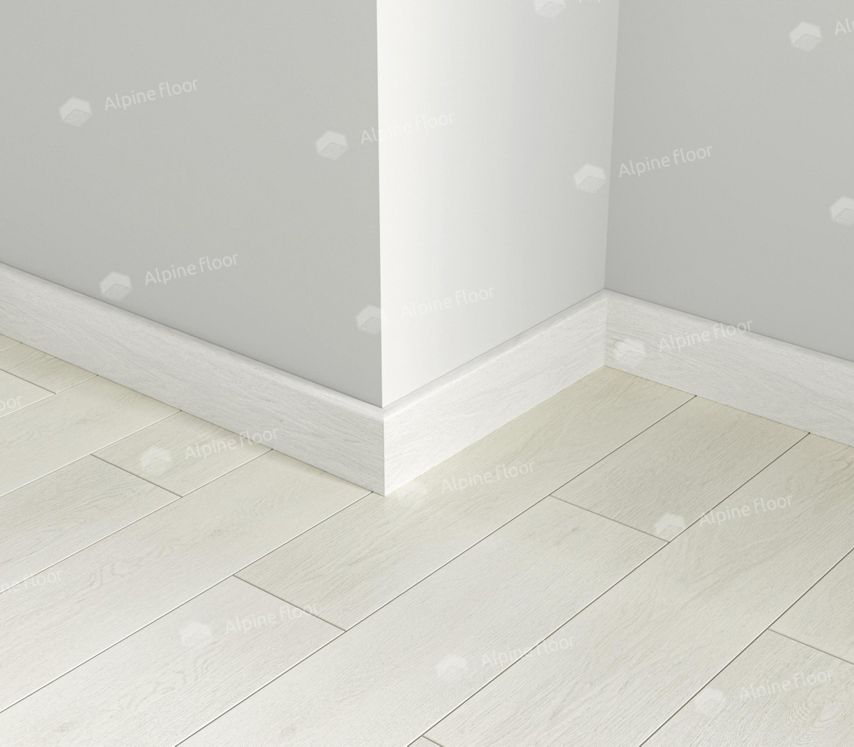 Плинтус ламинированный Alpine Floor SK 13-0 Белый Parquet Light прямой 2200х80х12,5