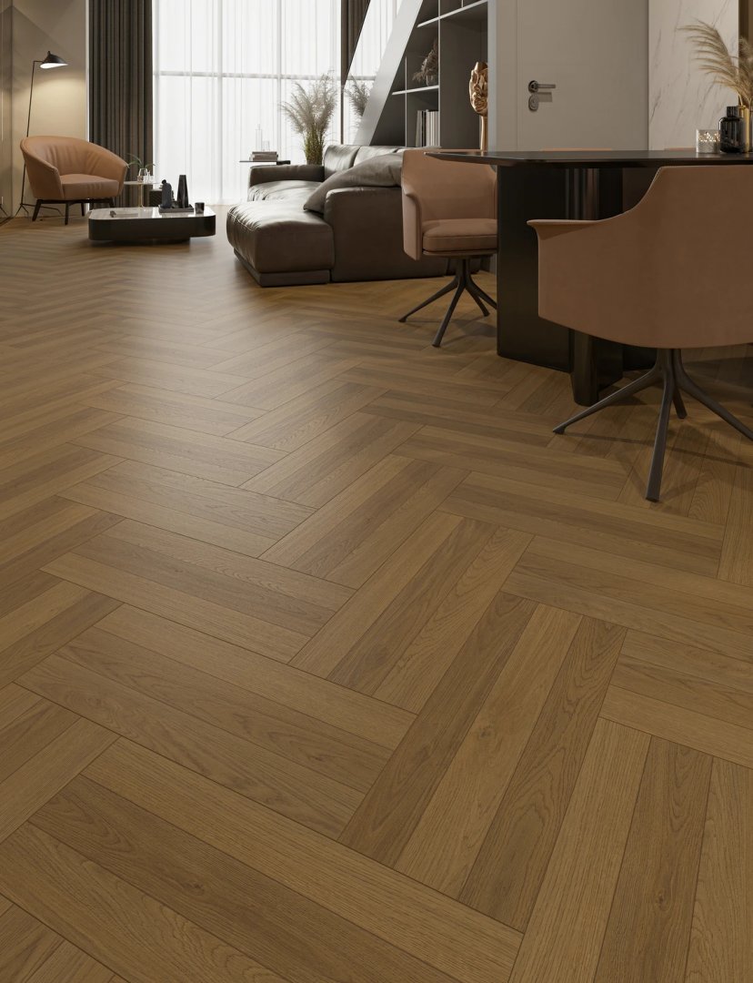 Ламинат My Step Вега MS6708 Herringbone 3Strips 600х238х8 (2,285м2), замок (Uniclic), 4V фаска