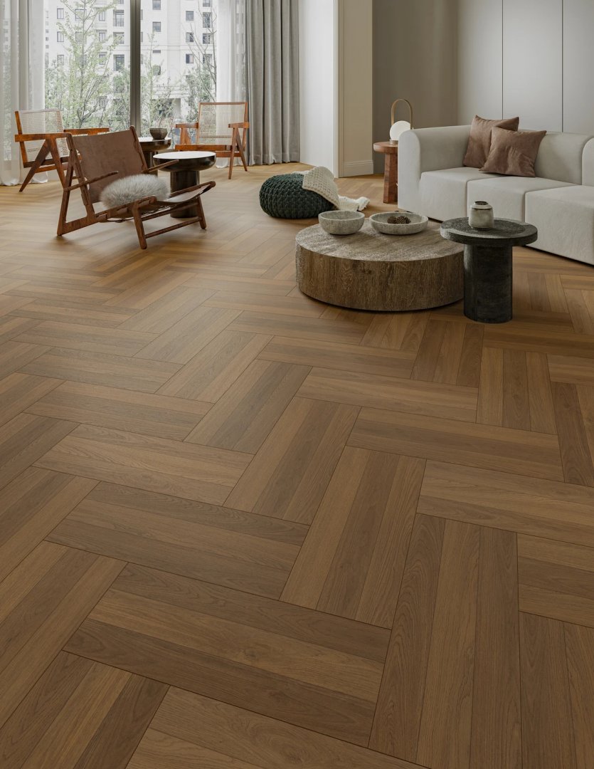 Ламинат My Step Кион MS6808 Herringbone 3Strips 600х238х8 (2,285м2), замок (Click System), 4V фаска