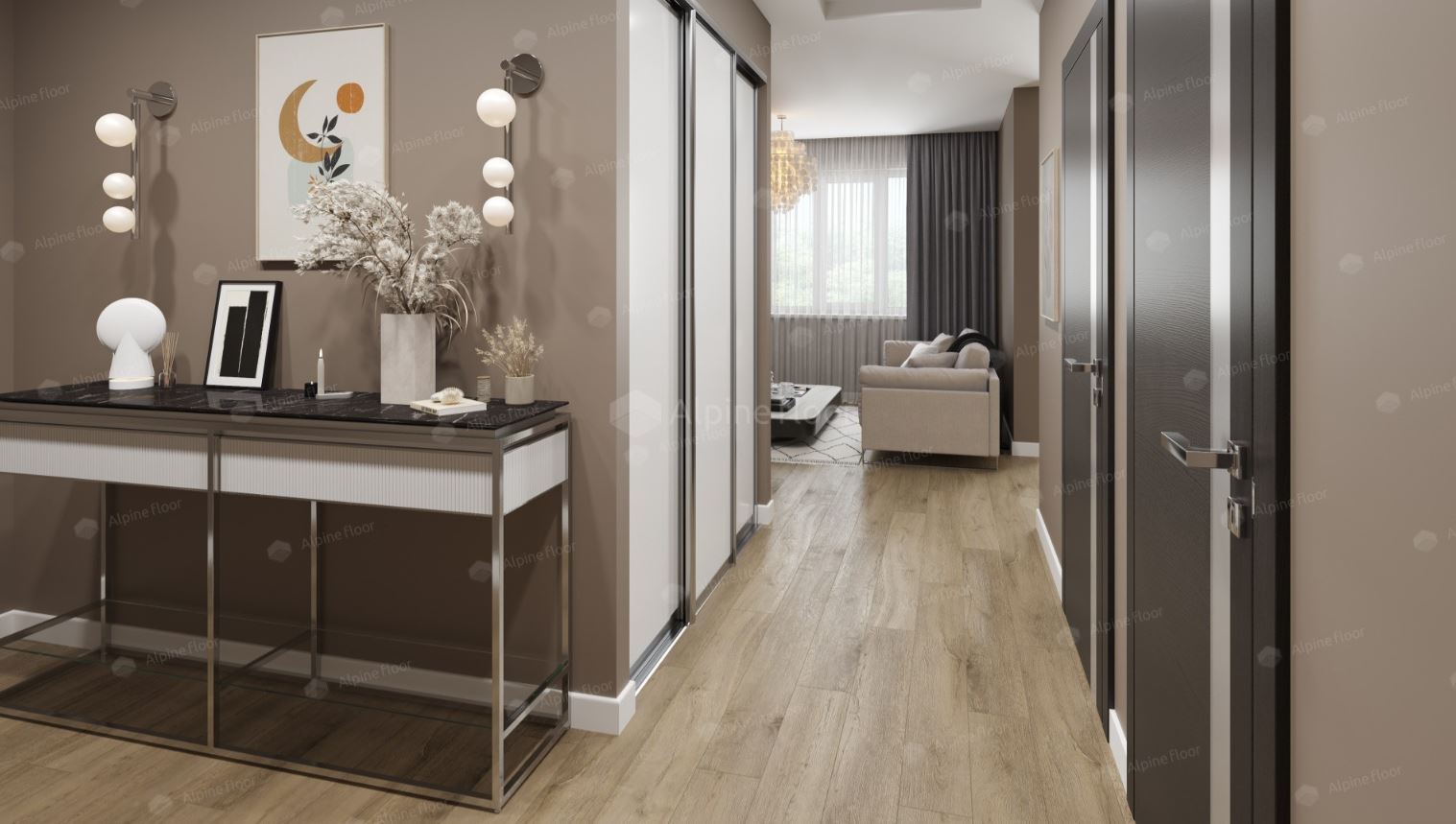Плитка ПВХ замковая Alpine Floor Дуб млечный ABA ECO 7-13 Premium XL 1524х180х8 (2,195м2), с подложк