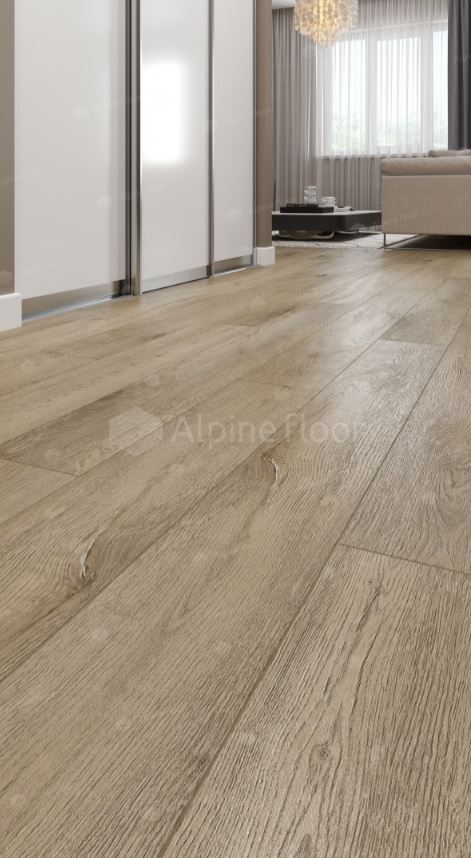 Плитка ПВХ замковая Alpine Floor Дуб млечный ABA ECO 7-13 Premium XL 1524х180х8 (2,195м2), с подложк