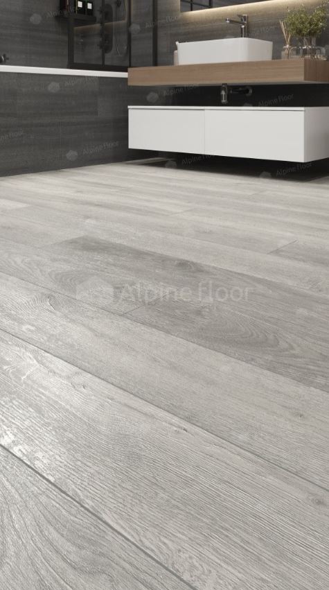 Плитка ПВХ замковая Alpine Floor Дуб платина ABA ECO 7-14 Premium XL 1524х180х8 (2,195м2), с подложк