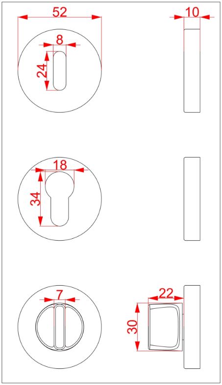 Завертка замка CEBI WC на круглой розетке