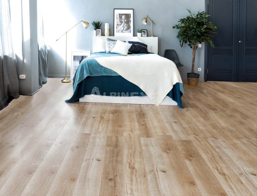 Ламинат SPC замковой Alpine Floor Дуб Натуральный Real Wood 1220х183х6 (2,23м2), с подложкой, 4V фас
