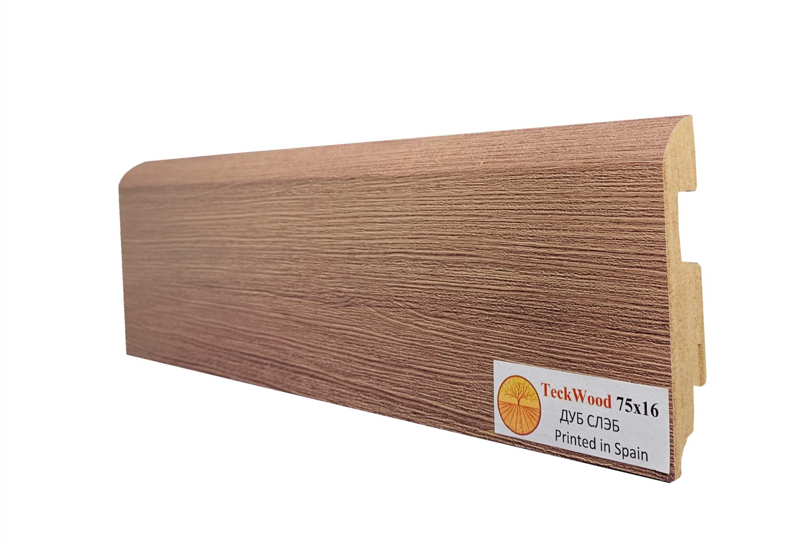 Плинтус ламинированный Teckwood "В цвет" прямой сглаженный 2000х75х16